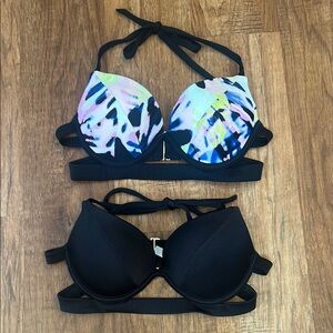 Black and Multicolor Women's Bikini Top